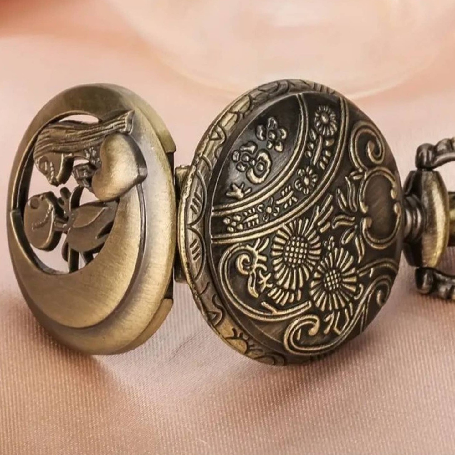 Jack & Sally Mini Pocket Watch Necklace Nightmare Christmas Halloween Gift - New